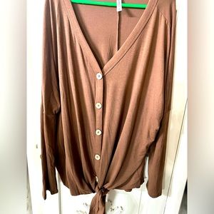 Brown Zenna 3x long sleeve tie shirt! New with out tag